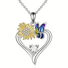 Heart Shaped Butterfly Sunflower Pendant Toy - Gift for Anniversary or Christmas
