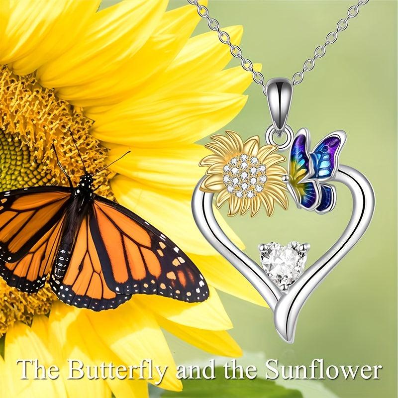 Heart Shaped Butterfly Sunflower Pendant Toy - Gift for Anniversary or Christmas