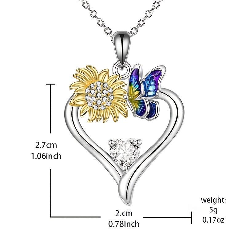 Heart Shaped Butterfly Sunflower Pendant Toy - Gift for Anniversary or Christmas