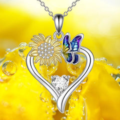 Heart Shaped Butterfly Sunflower Pendant Toy - Gift for Anniversary or Christmas
