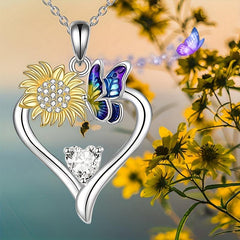 Heart Shaped Butterfly Sunflower Pendant Toy - Gift for Anniversary or Christmas