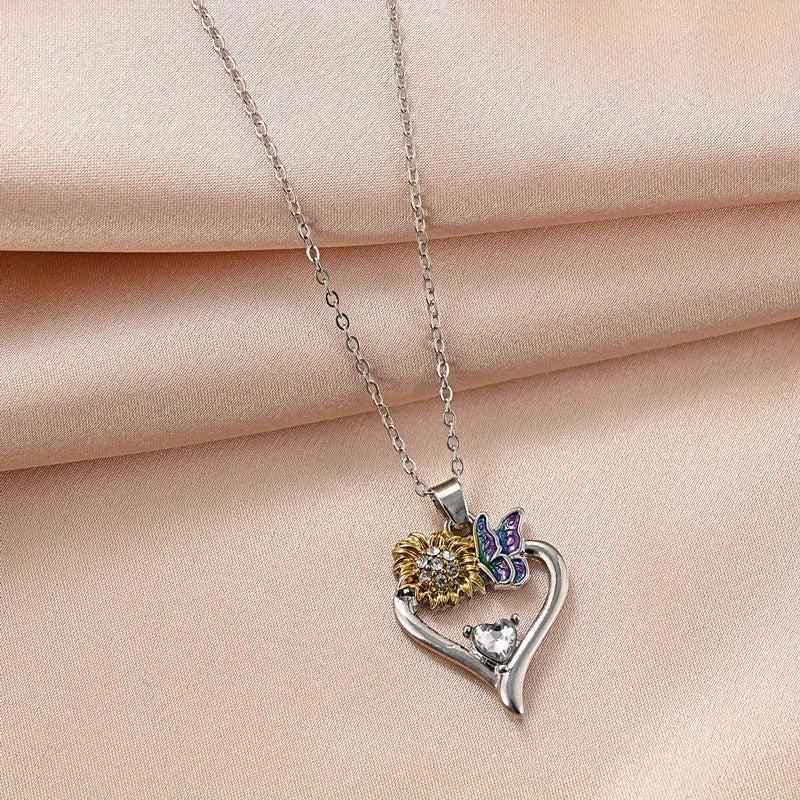 Heart Shaped Butterfly Sunflower Pendant Toy - Gift for Anniversary or Christmas