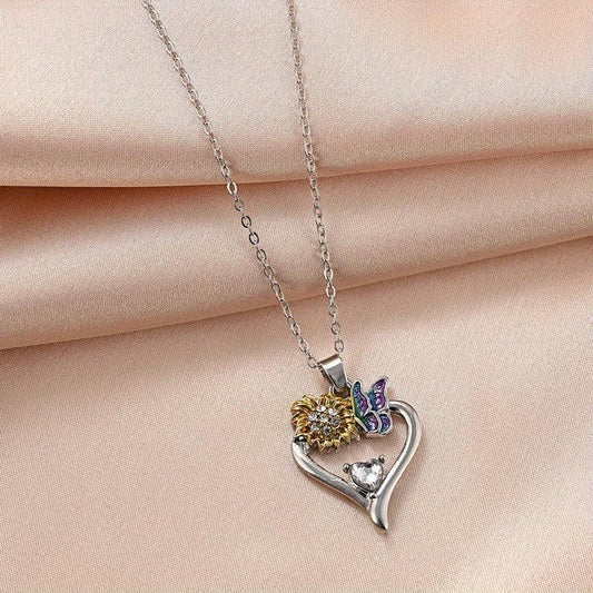 Heart Shaped Butterfly Sunflower Pendant Toy - Gift for Anniversary or Christmas