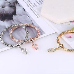 3pcs Diamond Skull Elastic Corn Chain Bracelets