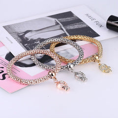 3pcs Diamond Skull Elastic Corn Chain Bracelets