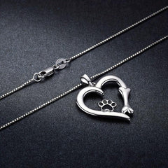 Dog Paw Pendant Necklace Hollow Love Footprints Pet Dog Paw Clavicle Chain