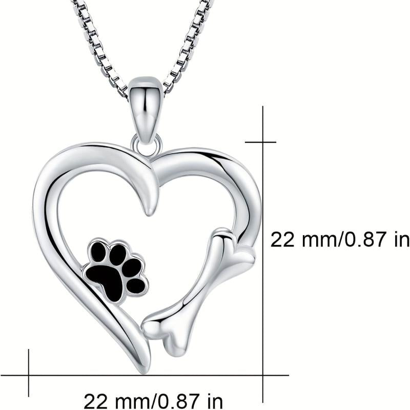 Dog Paw Pendant Necklace Hollow Love Footprints Pet Dog Paw Clavicle Chain