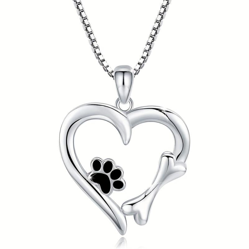 Dog Paw Pendant Necklace Hollow Love Footprints Pet Dog Paw Clavicle Chain