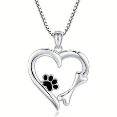 Dog Paw Pendant Necklace Hollow Love Footprints Pet Dog Paw Clavicle Chain