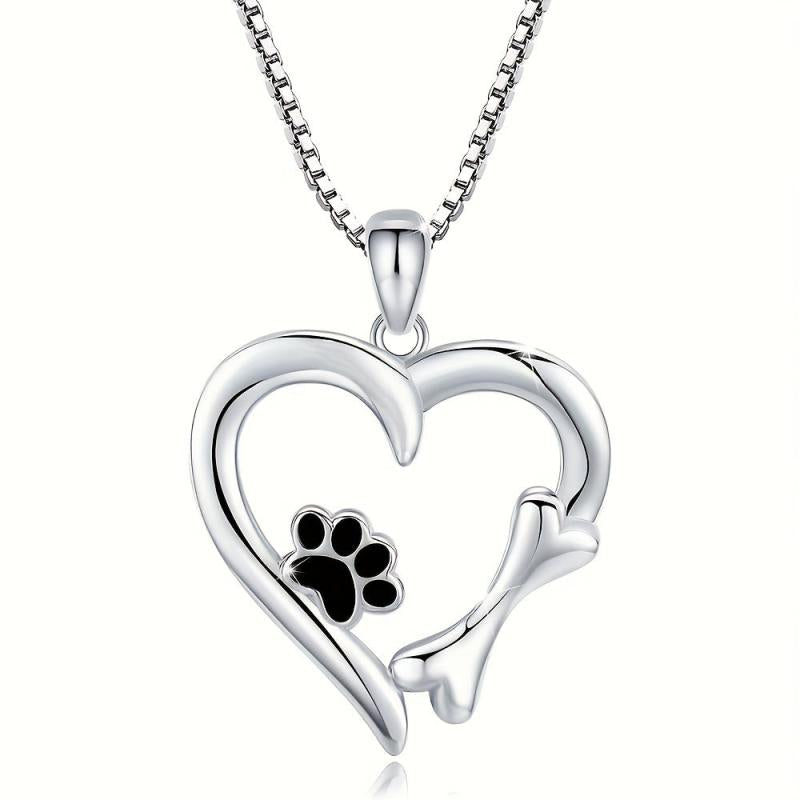 Dog Paw Pendant Necklace Hollow Love Footprints Pet Dog Paw Clavicle Chain