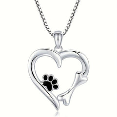 Dog Paw Pendant Necklace Hollow Love Footprints Pet Dog Paw Clavicle Chain