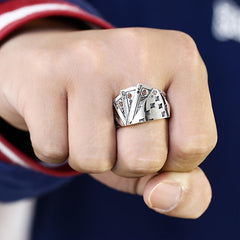 Playing Card Rings Unisex Open Ring Flush Playing Card Luck