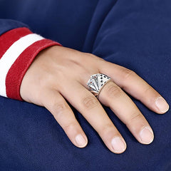 Playing Card Rings Unisex Open Ring Flush Playing Card Luck