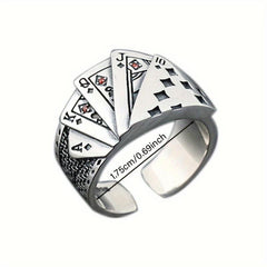 Playing Card Rings Unisex Open Ring Flush Playing Card Luck