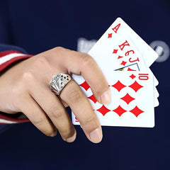 Playing Card Rings Unisex Open Ring Flush Playing Card Luck