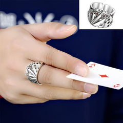Playing Card Rings Unisex Open Ring Flush Playing Card Luck