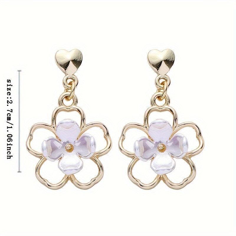3D Hollow Flower Earrings Sweet Party Jewelry Gift