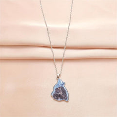 Geometric Triangle Crystal Pendant Animal Wolf Necklace Party Gift For Daughter