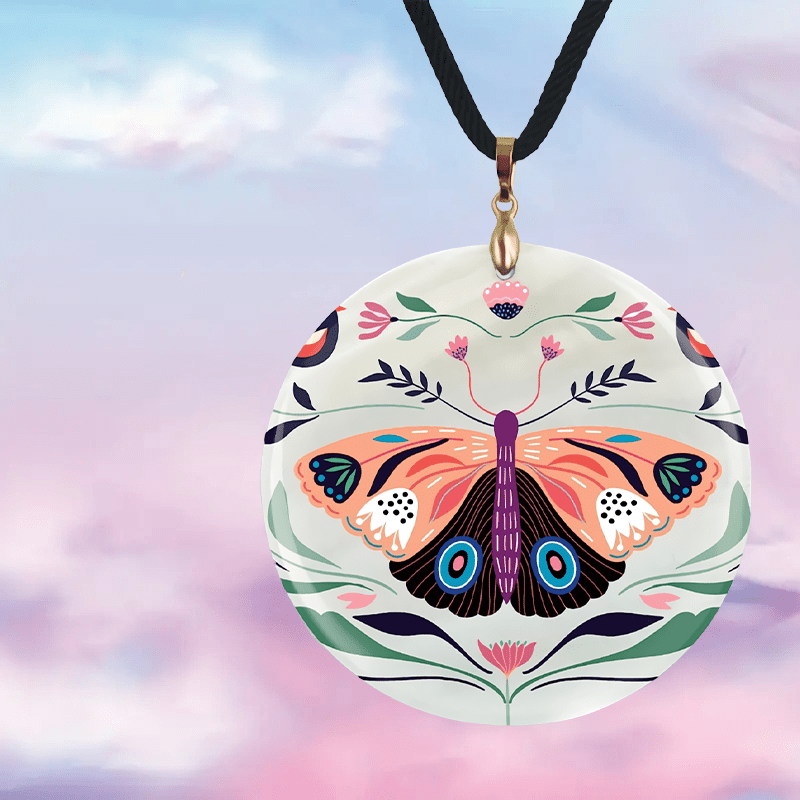 Retro Butterfly Pendant Necklace Adjustable Chain Halloween Christmas Gift