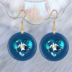 Sea Turtle Acrylic Pendant Earrings Retro Party Jewelry