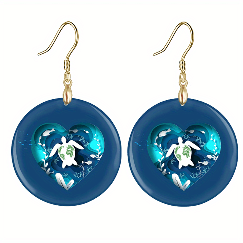 Sea Turtle Acrylic Pendant Earrings Retro Party Jewelry