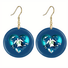 Sea Turtle Acrylic Pendant Earrings Retro Party Jewelry