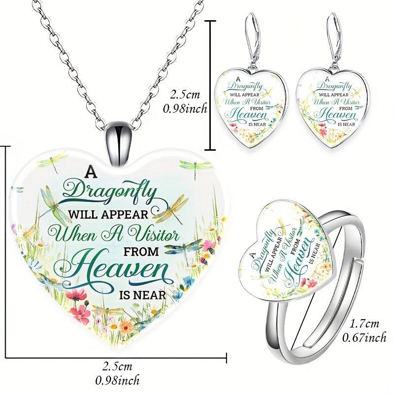 Heart-shaped Crystal Pendant Necklace Set for Men and Women