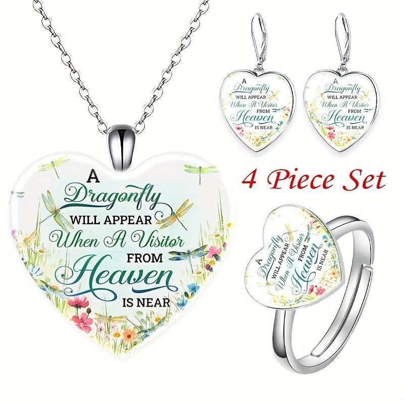 Heart-shaped Crystal Pendant Necklace Set for Men and Women