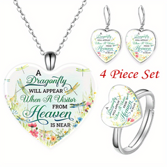 Heart-shaped Crystal Pendant Necklace Set for Men and Women