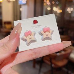Autumn Winter Plush Earrings Star Heart Ball Earrings Student Girls' Earrings