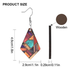 Geometric Pattern Wooden Earrings Holiday Party Gift