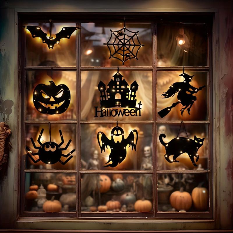 Halloween Glow Decoration Pumpkin Ghost Witch Cobweb Hanging Pendant