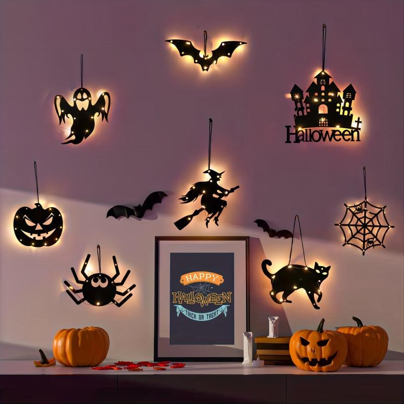 Halloween Glow Decoration Pumpkin Ghost Witch Cobweb Hanging Pendant