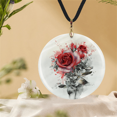 Rose Red Pendant Necklace for Family Party Jewelry