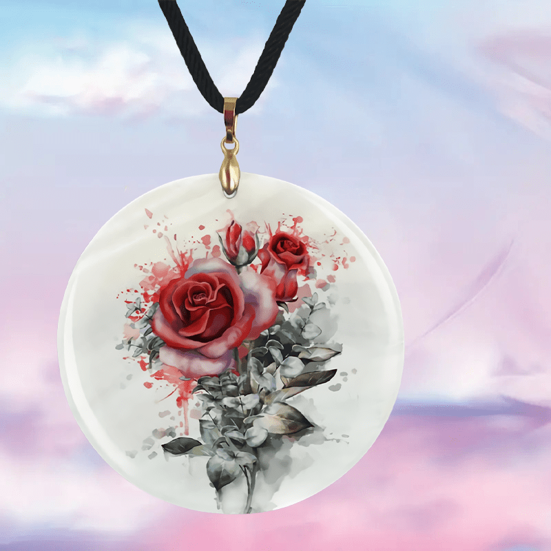 Rose Red Pendant Necklace for Family Party Jewelry