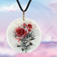 Rose Red Pendant Necklace for Family Party Jewelry