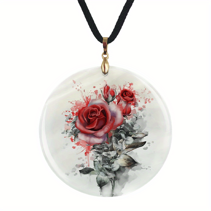 Rose Red Pendant Necklace for Family Party Jewelry