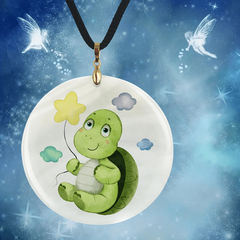 Vintage Green Sea Turtle Pendant Necklace Adjustable Chain Necklace
