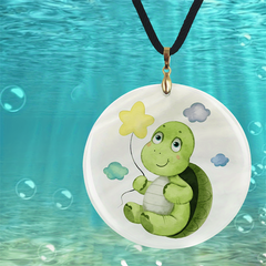 Vintage Green Sea Turtle Pendant Necklace Adjustable Chain Necklace