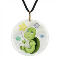 Vintage Green Sea Turtle Pendant Necklace Adjustable Chain Necklace