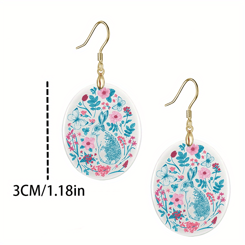 Bicolor Rabbit Acrylic Pendant Earrings Party Jewelry