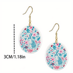 Bicolor Rabbit Acrylic Pendant Earrings Party Jewelry