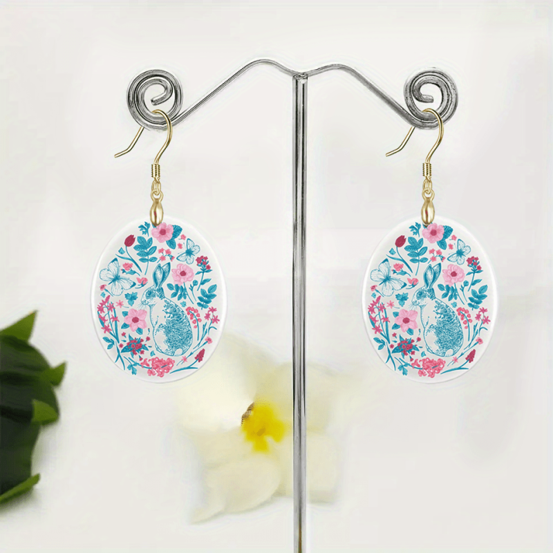 Bicolor Rabbit Acrylic Pendant Earrings Party Jewelry