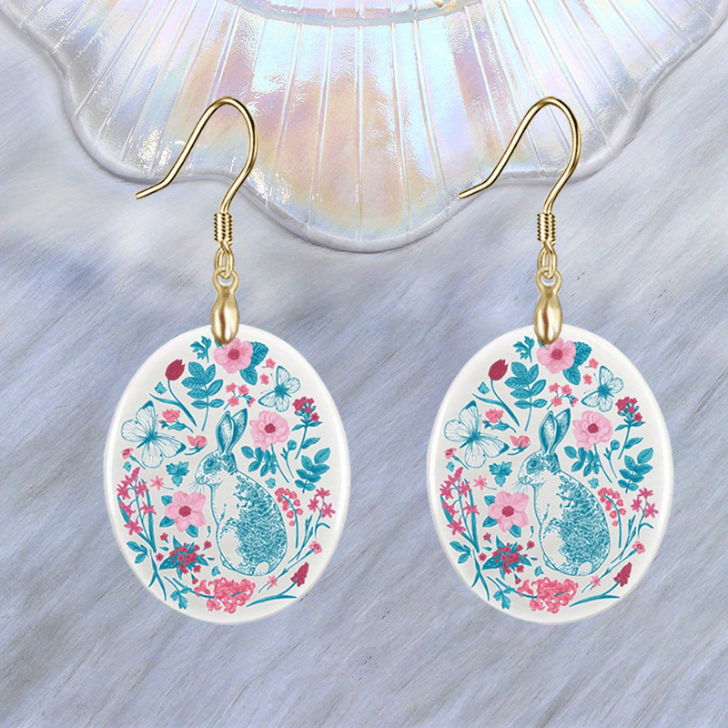 Bicolor Rabbit Acrylic Pendant Earrings Party Jewelry