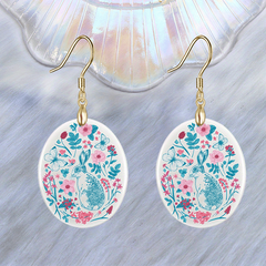 Bicolor Rabbit Acrylic Pendant Earrings Party Jewelry