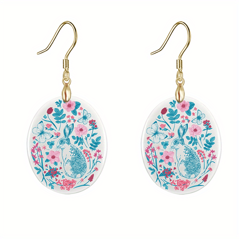 Bicolor Rabbit Acrylic Pendant Earrings Party Jewelry