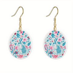 Bicolor Rabbit Acrylic Pendant Earrings Party Jewelry