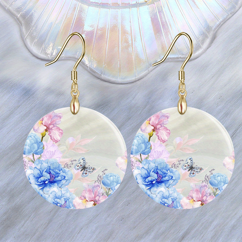 Flower Butterfly Acrylic Earrings Retro Party Jewelry