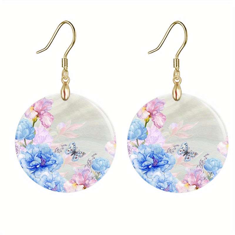 Flower Butterfly Acrylic Earrings Retro Party Jewelry