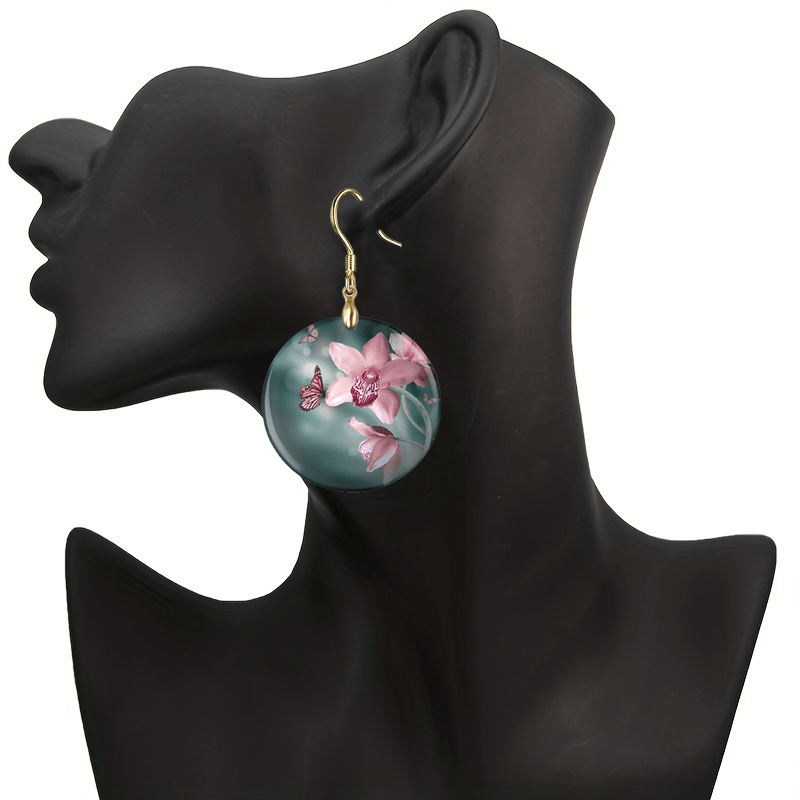 Flower And Butterfly Acrylic Earrings Retro Party Jewelry